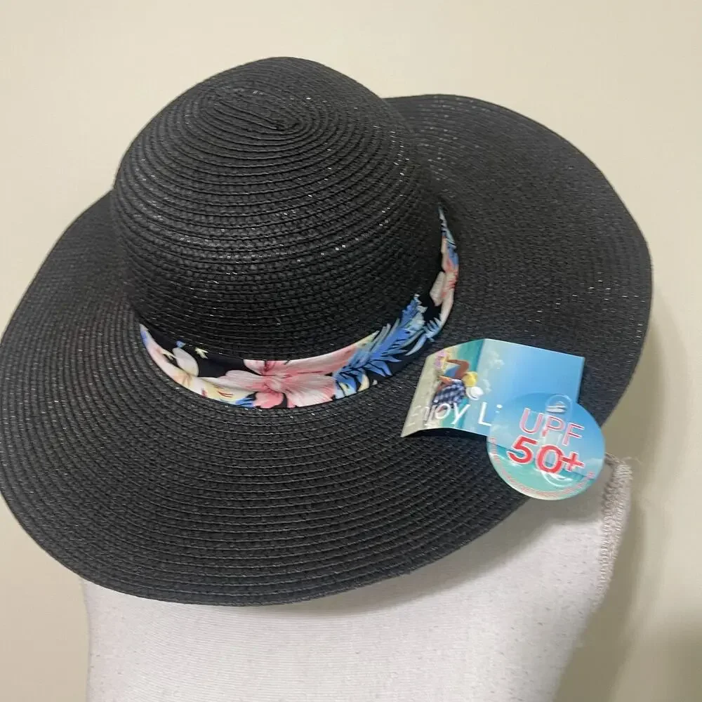 Women Black Summer Hat Breathable for Outdoor Beach 16